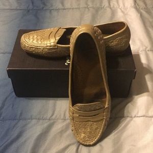 Gold loafers, Cole Haan, size 9.5